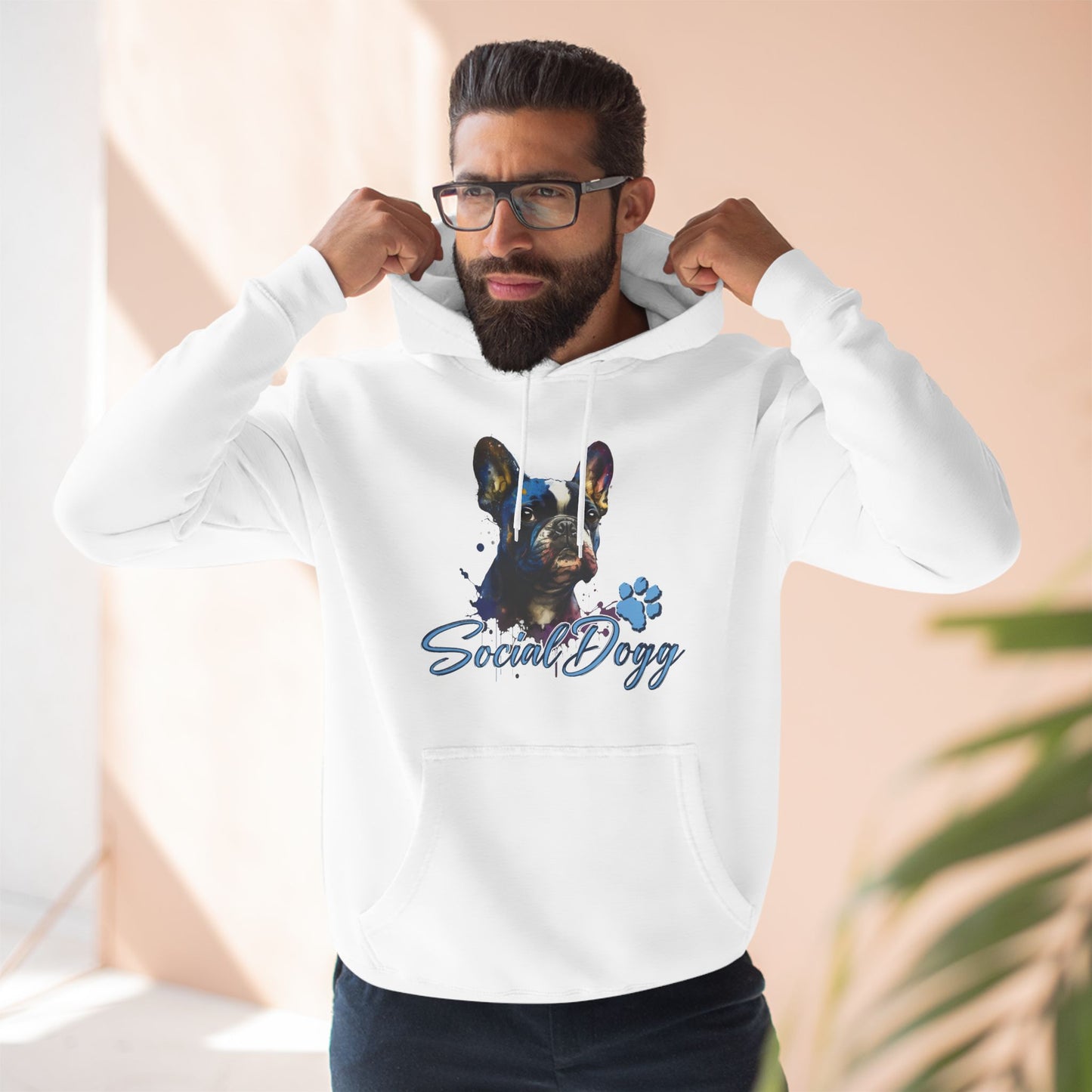 Fleece Hoodie - SocialDogg Frenchie Design