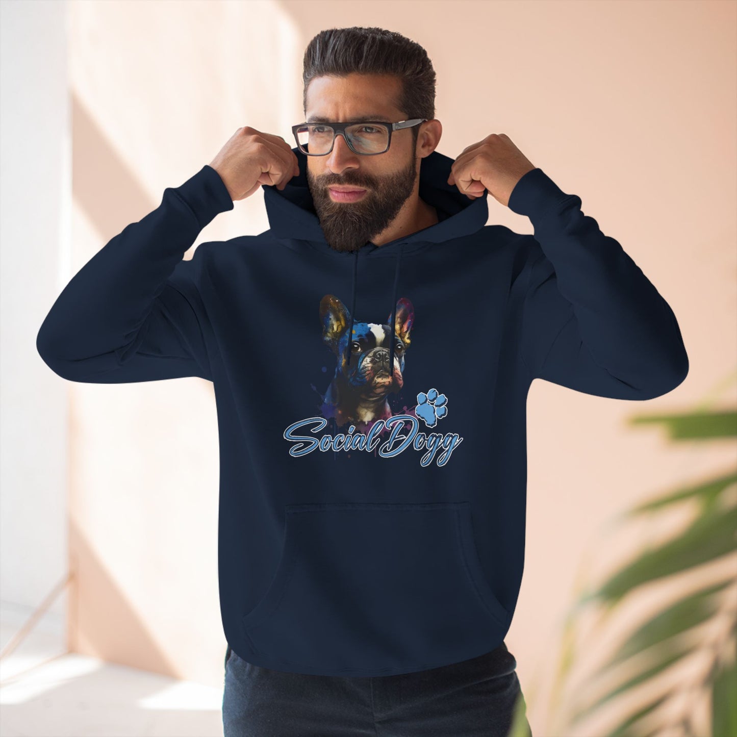 Fleece Hoodie - SocialDogg Frenchie Design