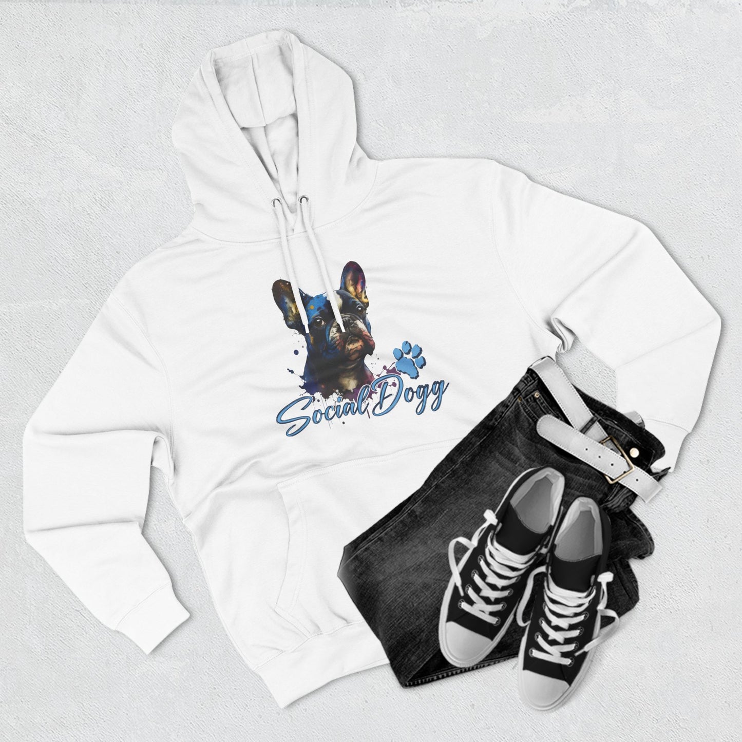 Fleece Hoodie - SocialDogg Frenchie Design