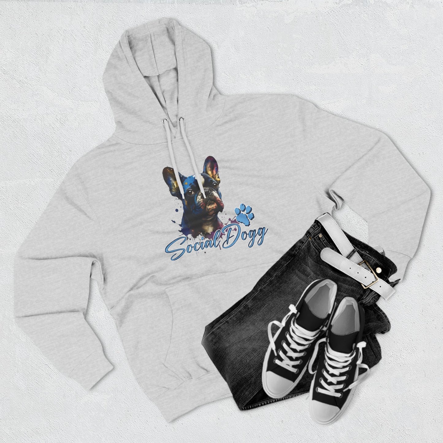 Fleece Hoodie - SocialDogg Frenchie Design