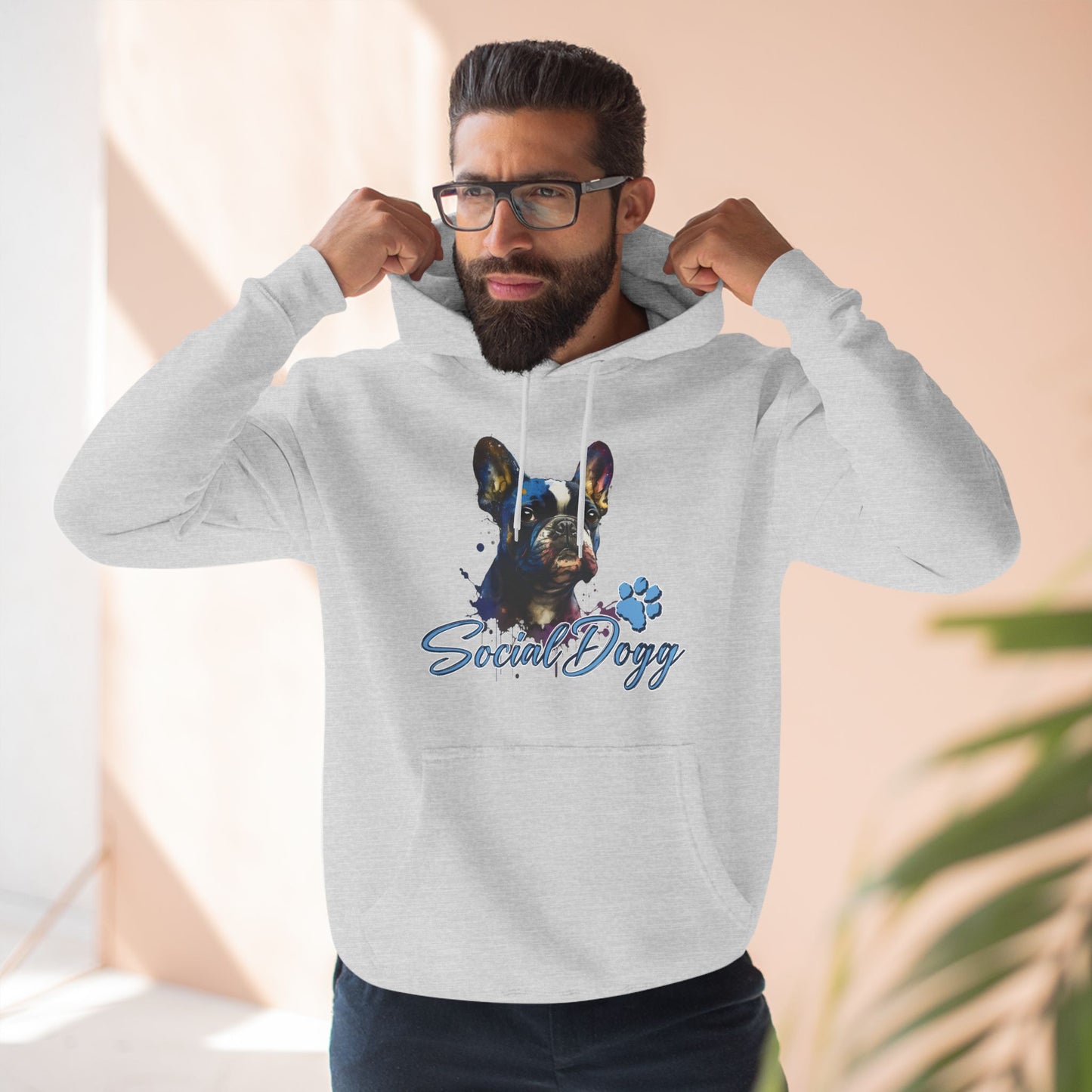 Fleece Hoodie - SocialDogg Frenchie Design