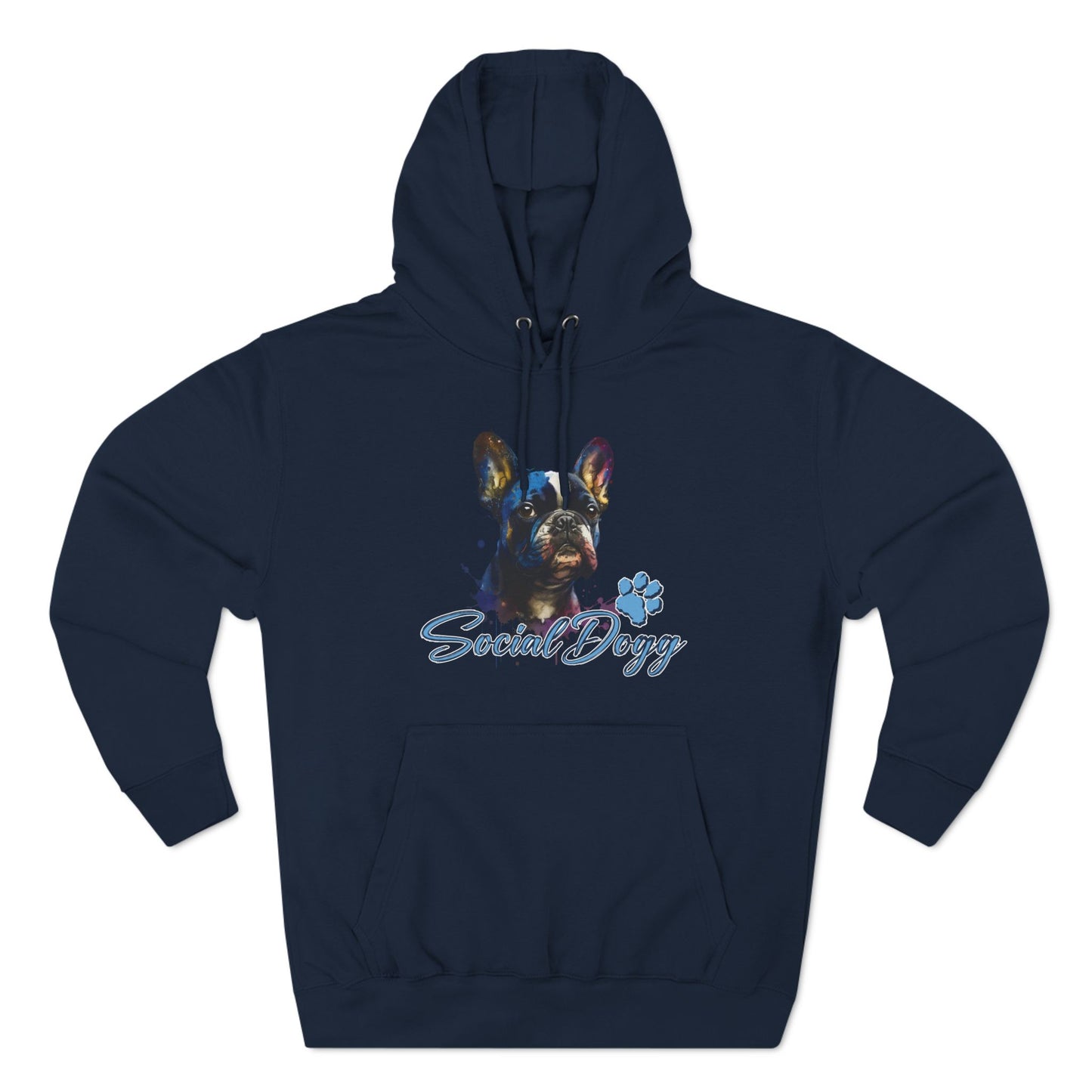 Fleece Hoodie - SocialDogg Frenchie Design