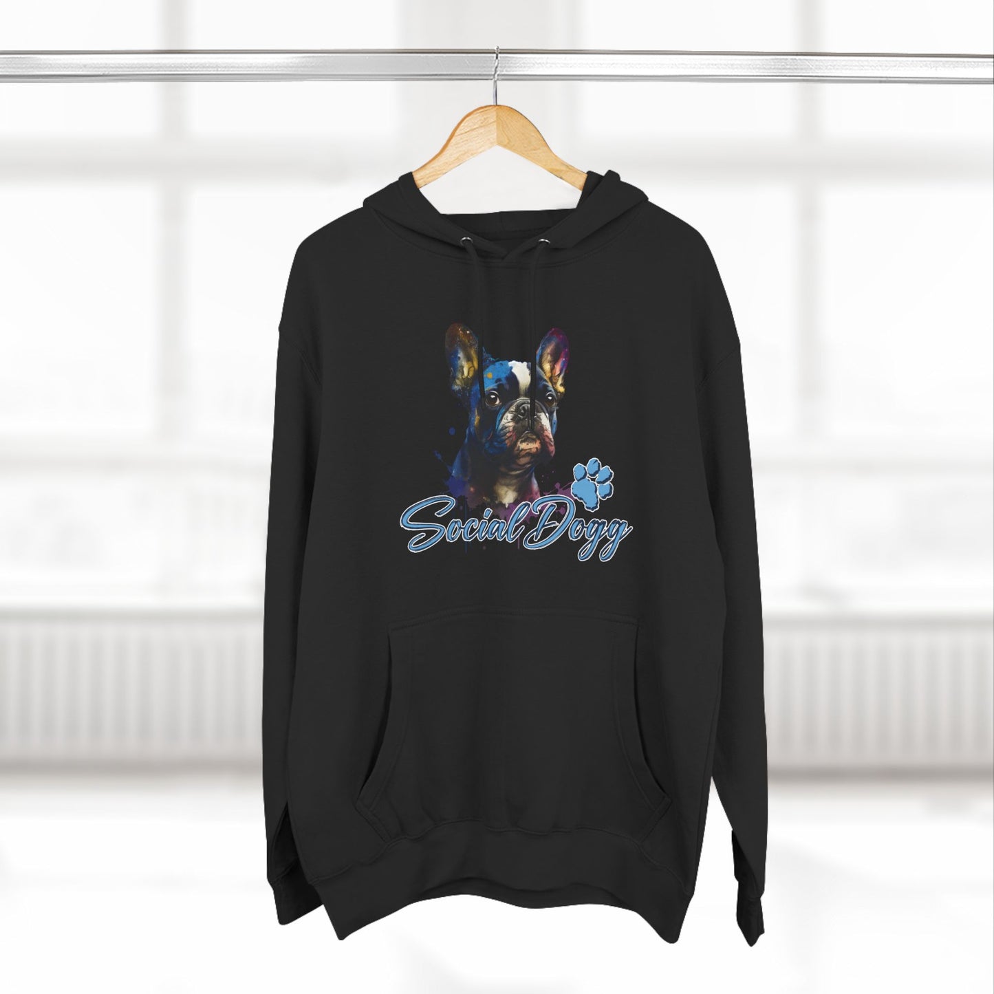 Fleece Hoodie - SocialDogg Frenchie Design